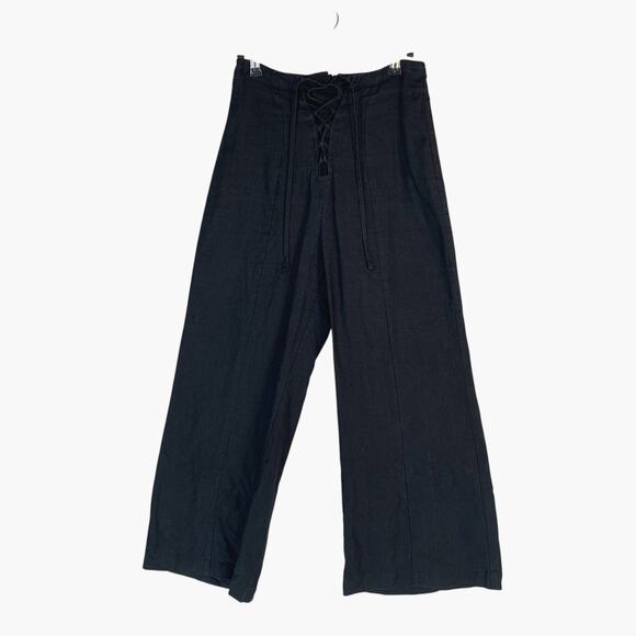 Reformation Pants - Reformation Women Wide Leg Pants 0 Blue Navy Inkwell linen Lace Up Crop Ankle 24